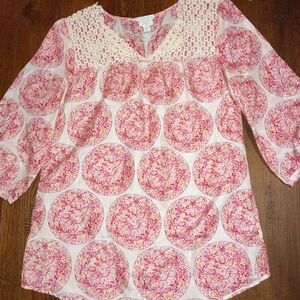 Floral Pink Women's Top 100% silk